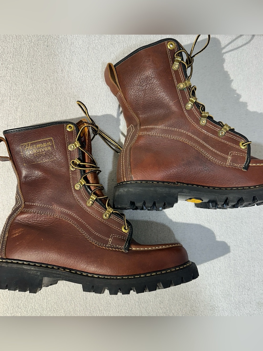 VTG 7194 Herman Survivors Men Leather Boots Insulated Moccasin toe 7.5 like new